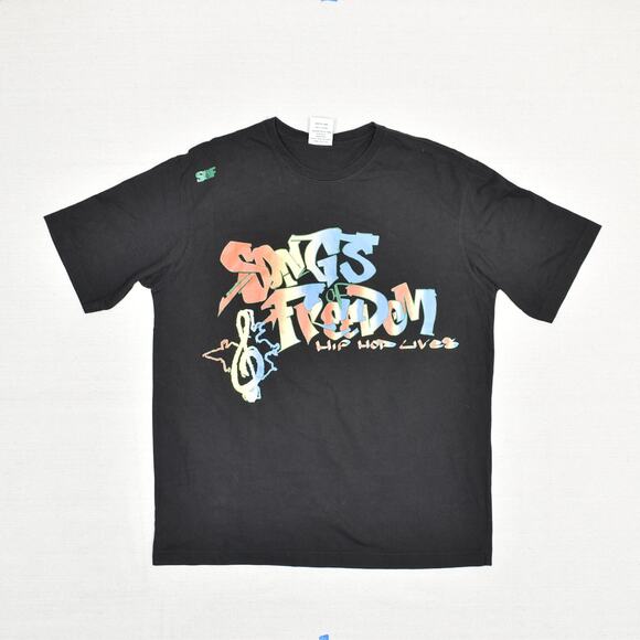 Songs of Freedom Men's T Shirt Crew Neck Short Sleeve Cotton Black Size L - Picture 2 of 8